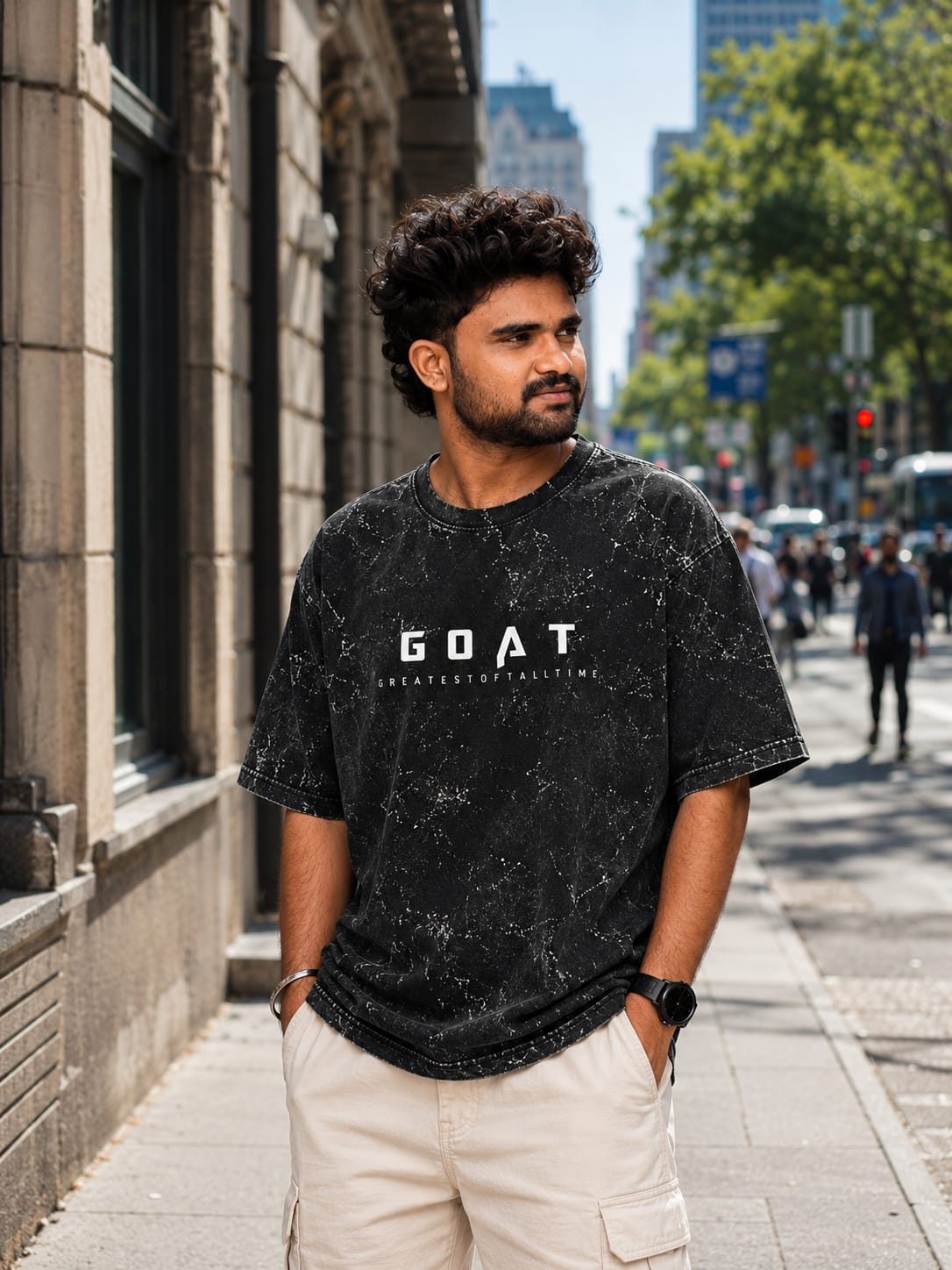 GOAT Unisex Acid Washed Oversized Tee
