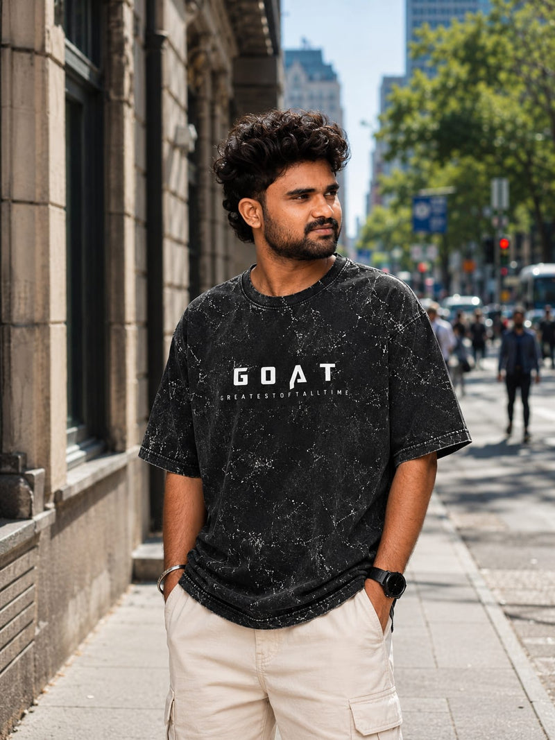 GOAT Unisex Acid Washed Oversized Tee